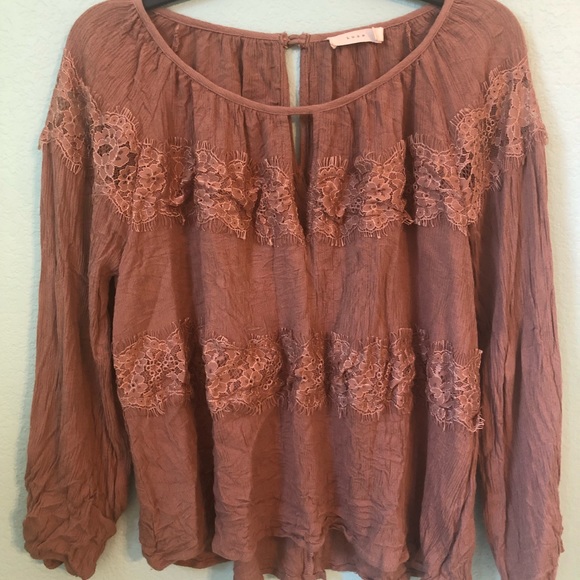 Lush Tops - Blush lace detail blouse